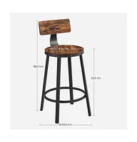 Slickblue Tall Bar Stools, Set Of 2 Bar Chairs, Kitchen Stools With Backrest, 24.6-inch High Seat