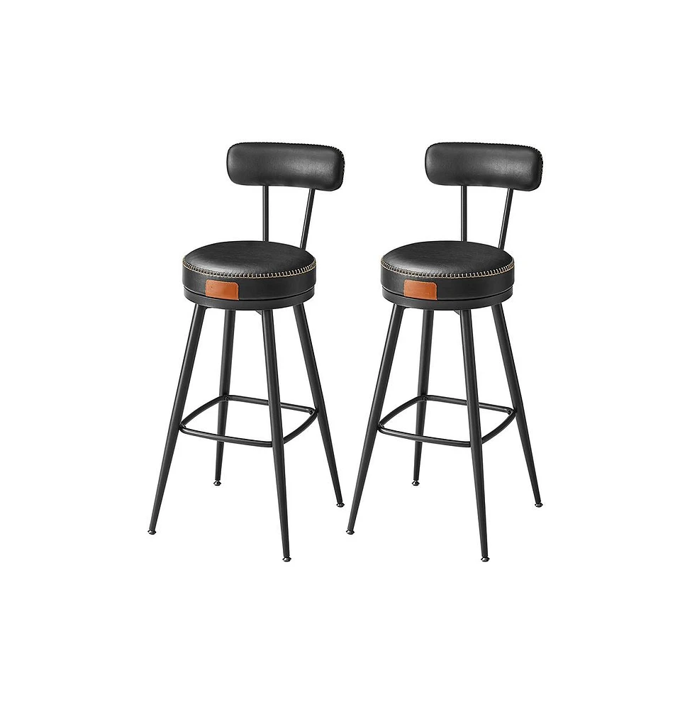 Slickblue Swivel Bar Stools with Synthetic Leather Backs, Set of 2