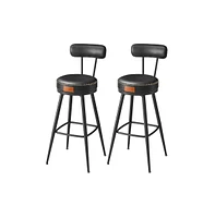 Slickblue Swivel Bar Stools with Synthetic Leather Backs, Set of 2