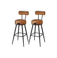 Slickblue Swivel Bar Stools with Synthetic Leather Backs, Set of 2