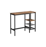 Slickblue Pub Table Bar Table with Shelf, Bottle Rack, Glass Holder