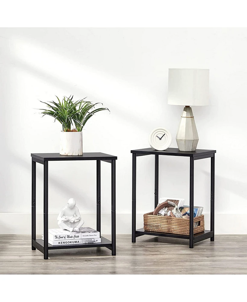 Slickblue Set Of 2 Industrial End Table Side With Storage Shelf
