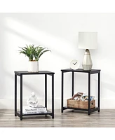 Slickblue Set Of 2 Industrial End Table Side With Storage Shelf