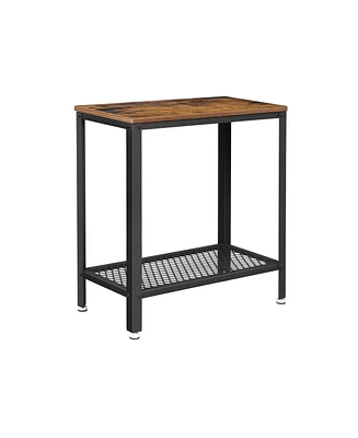 Slickblue Industrial Side Table, 2-tier Nightstand With Mesh Shelf, End Table For Small Spaces