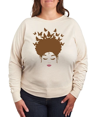 Hybrid Apparel Trendy Plus Butterfly Afro Hair Graphic Pullover