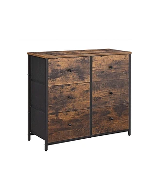 Slickblue Rustic Brown Chest Of Drawers With Fabric Drawers