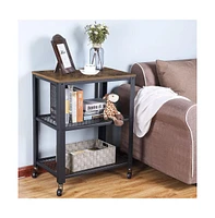 Slickblue Industrial Brown Serving Cart With Shelve