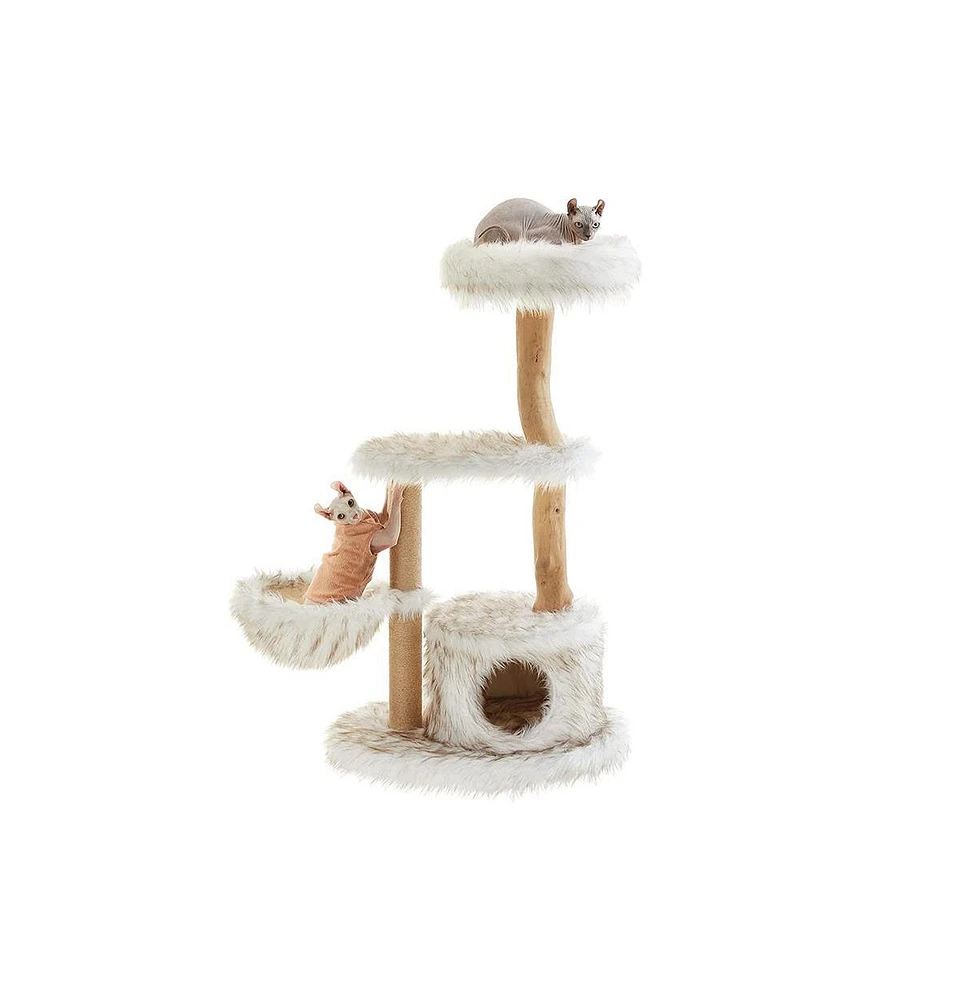 Slickblue Modern Cat Tree, Wood Cat Tower for Large Cats up To 22 Lb, cat Condo