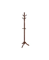 Slickblue Coat Rack With Hooks, Rubber Wood Tree Free Standing, For Clothes, Hats, Handbags