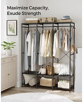 Slickblue Clothes Rack, Heavy Duty Garment Rack Freestanding Closet Organizer, with Hanging Rods, Storage Shelves