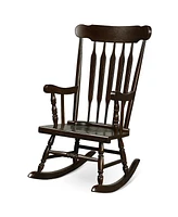 Gymax Wooden Rocking Chair Single Rocker Indoor Garden Patio Yard Coffee