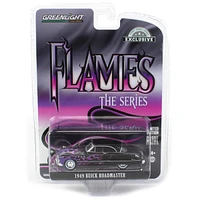 Greenlight Collectibles 1/64 1949 Buick Roadmaster Hardtop, Black with Flames, Hobby Exclusive