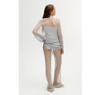 Nocturne Women's Shimmering Threaded Mesh Pants