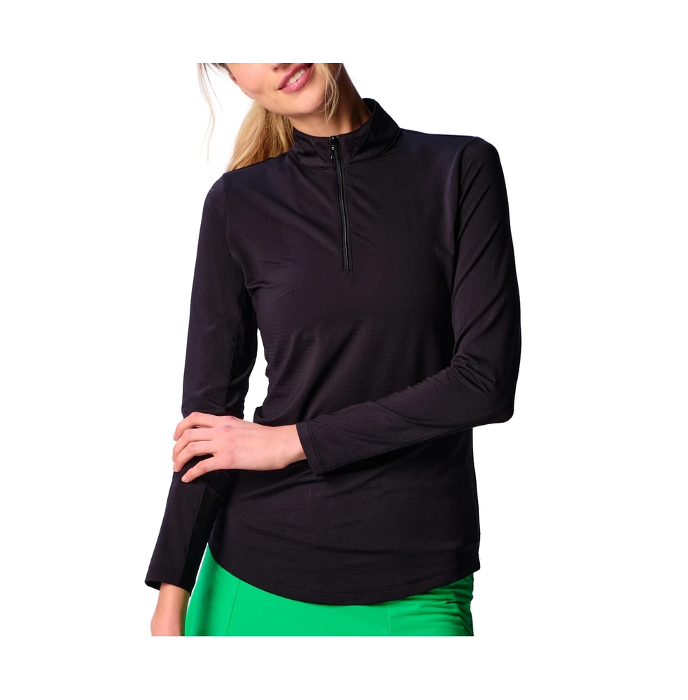 G Lifestyle Clothing Women's Long Sleeve Miock Neck Top Black Large