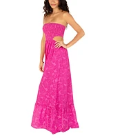 Hurley Juniors' Hibiscus Strapless Side-Cutout Maxi Dress