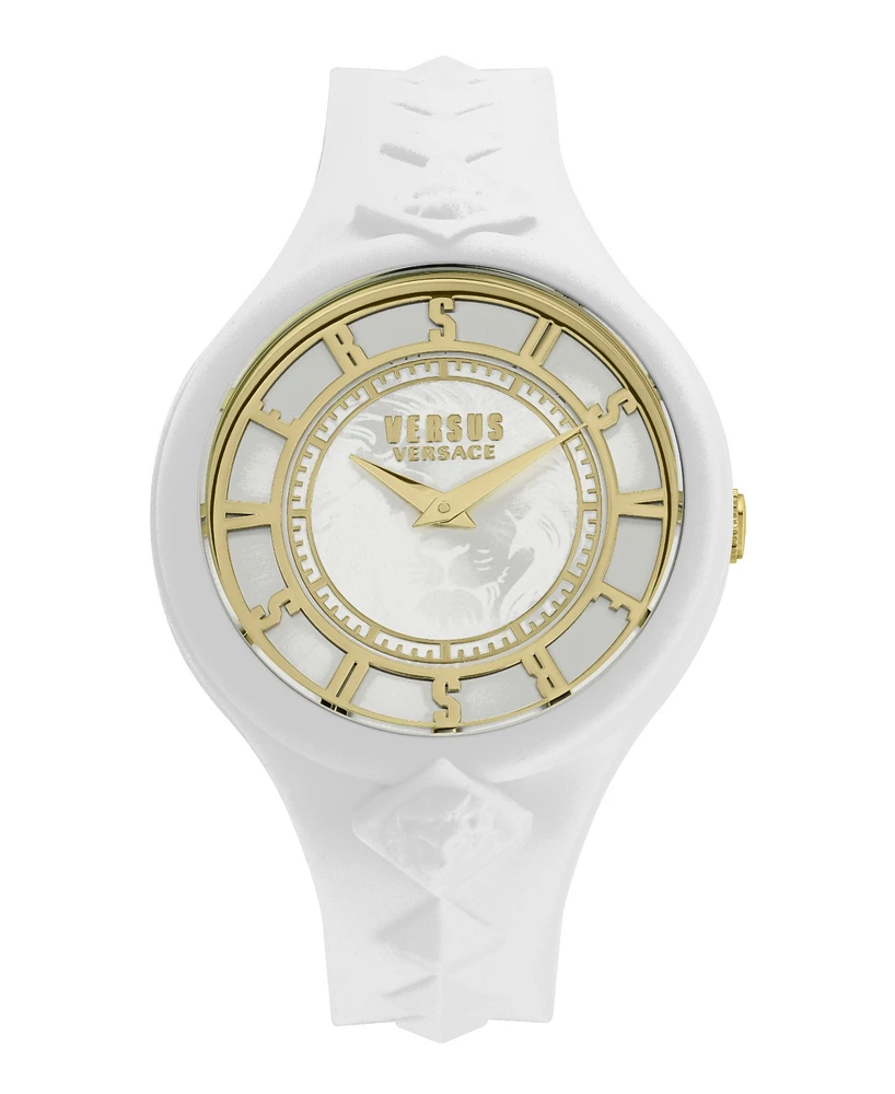 Versus Versace Women's Fire Island Studs Quartz White Silicone Strap 39mm