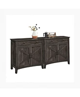 Slickblue Buffet Cabinet Set of 2, Sideboard Cabinets with Storage and Drawer, Doors