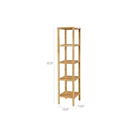 Slickblue 5-Tier Wicker Bathroom Shelf, Standing Kitchen Rack, for Narrow Spaces, Living Room