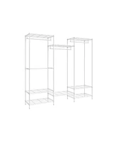 Slickblue Freestanding Metal Clothing Racks, Garment Rack with Adjustable Wire Shelves, Hanging Rods, Hooks