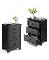 Inolait 3-Drawer End Storage Wood Side Nightstand