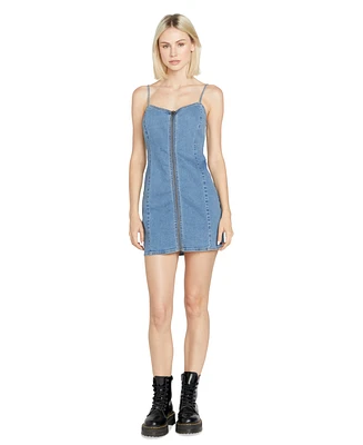 Volcom Juniors' Stone Step Zip-Front Denim Mini Dress