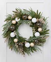 Holiday Lane Shine Bright Wreath with Ornaments & Berries, Created for Macy's