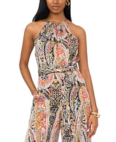 1.state Women's Printed Halter Sleeveless Wide-Leg Jumpsuit