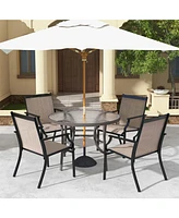 2 Piece Patio Dining Chairs Large Outdoor with Breathable Seat & Metal Frame