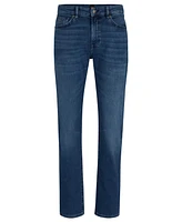 Boss by Hugo Men's Mid-Blue Comfort-Stretch Regular-Fit Jeans