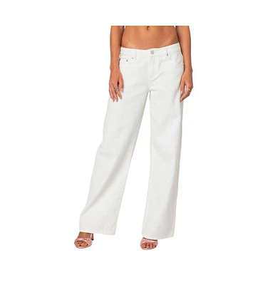 Edikted Women's Bow Pocket Relaxed Jeans