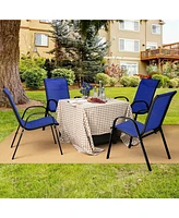 Costway Set of 4 Patio Dining Chairs Stackable Armrest Space Saving Garden