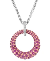 Effy Ruby (2-3/4 ct. t.w.) & Diamond Accent Circle 18" Pendant Necklace Sterling Silver (Also available Pink Sapphire Sapphire)