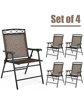 Gymax 4PCS Folding Chairs Patio Garden Outdoor w/ Steel Frame Armrest Footrest