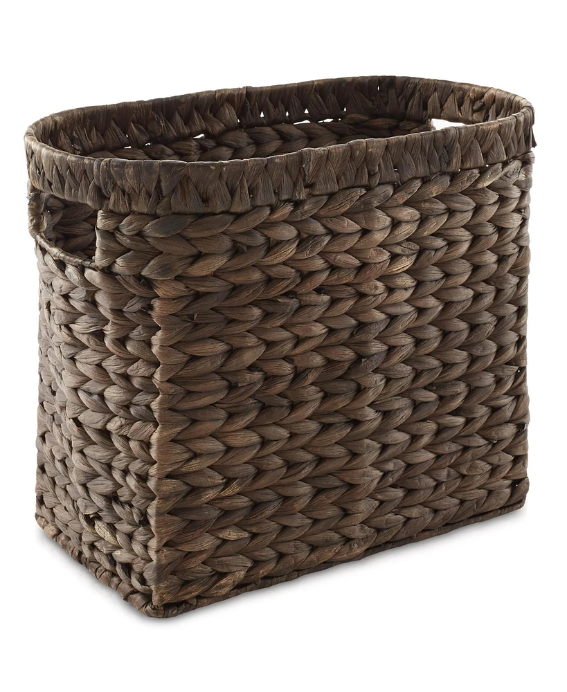 Casafield Magazine Holder Basket with Handles, Natural - Oval Water Hyacinth Storage Bin for Bathroom, Home Office