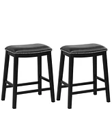 Costway 26-Inch Bar Stool Set of 2 Counter Height Saddle Stools with Upholstered Seat