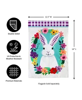 Evergreen Gingham Bunny Garden Applique Flag 12.5 x 18 Inches Indoor Outdoor Decor