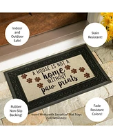 Evergreen A House is Not a Home Without Paw Prints Burlap Sassafras Indoor Outdoor Switch Doormat1'10"x10"Brown