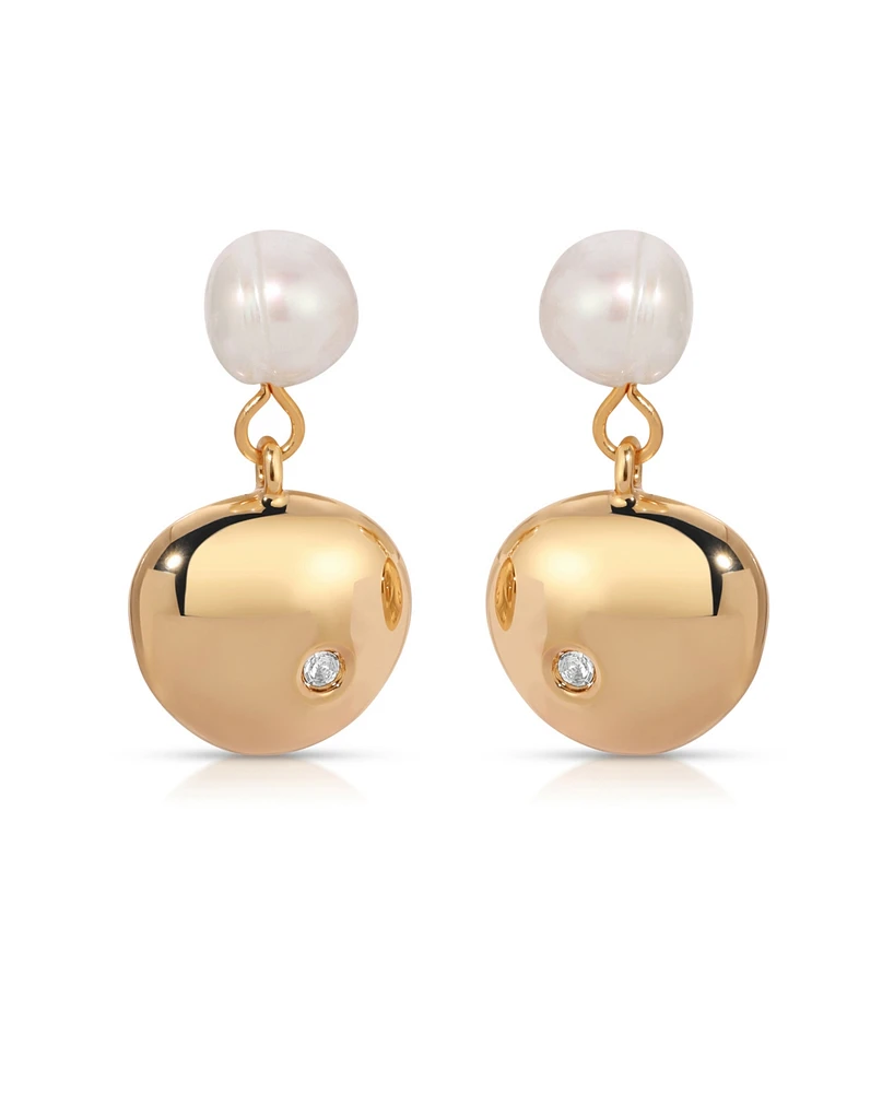 Ettika Small Pebble and Freshwater Pearl Dangle Earrings