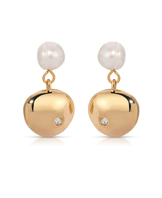 Ettika Small Pebble and Freshwater Pearl Dangle Earrings