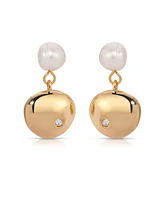 Ettika Small Pebble and Freshwater Pearl Dangle Earrings