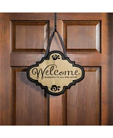 Evergreen Welcome Burlap Door Decor, 13.50x17.50"H