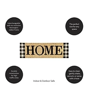Evergreen Home Plaid Kensington Indoor Outdoor Coir Interchangeable Doormat 9.25 x 28 Beige