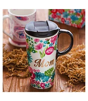 Evergreen Beautiful Mom Metallic Ceramic Travel Cup with Lid - 5 x 4 x 7 Inches