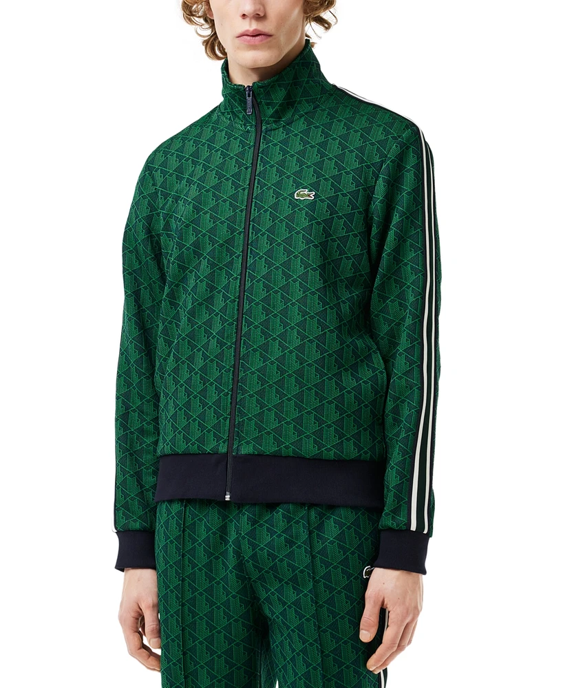 Lacoste Men's Zip-Front Pattern Blocked Sweatshirt