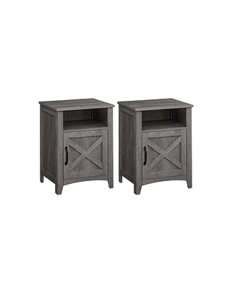 Slickblue Nightstand with Cabinet and Compartment Set of 2