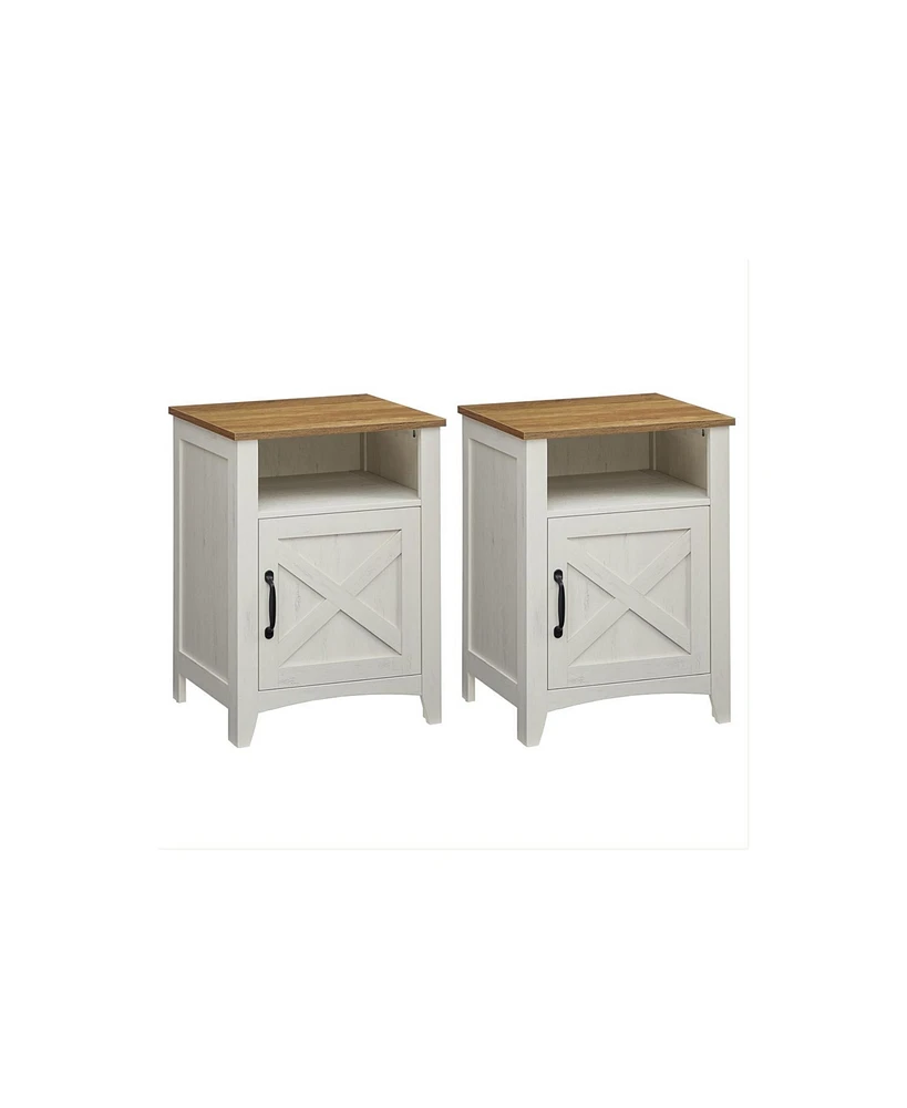Slickblue Nightstand with Cabinet and Compartment Set of 2