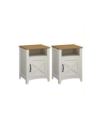 Slickblue Nightstand with Cabinet and Compartment Set of 2