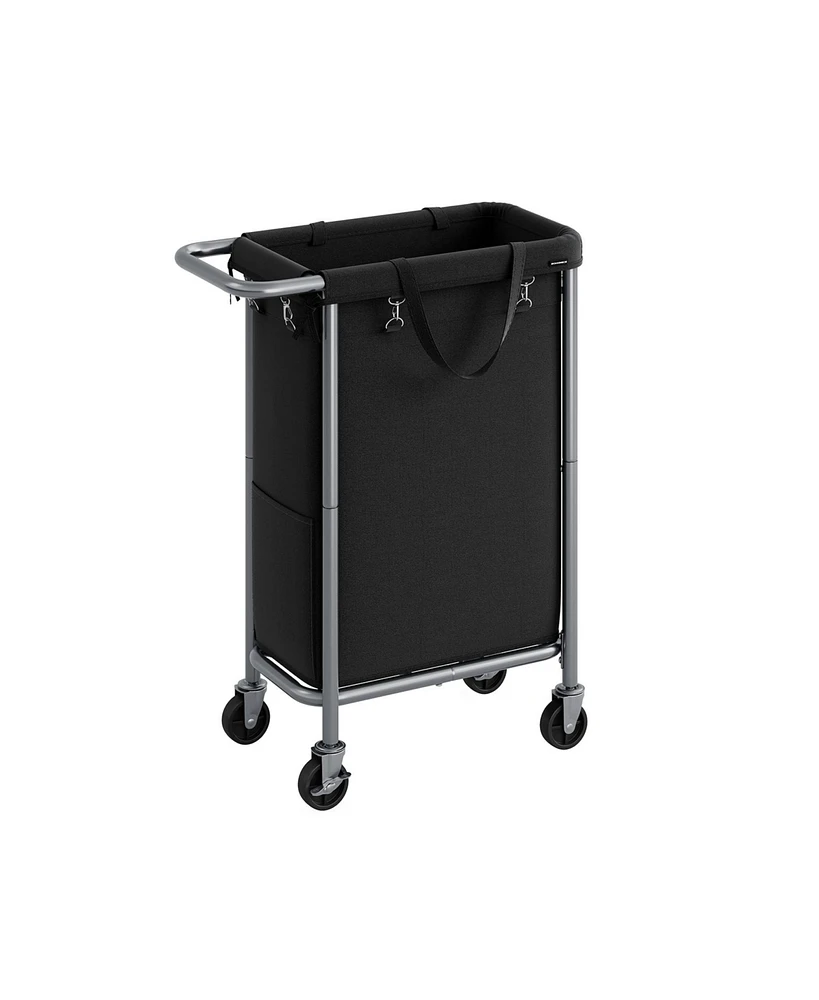 Slickblue Laundry Basket with Wheels, Rolling Hamper, emovable Liner, Steel Frame Handle, Blanket Storage