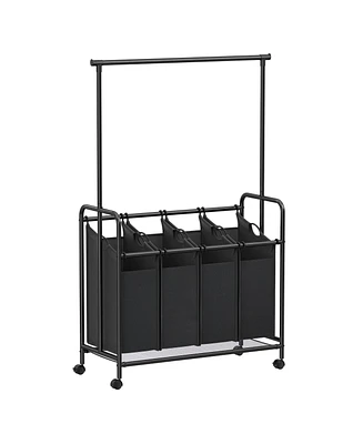 Slickblue Laundry Cart With Wheels & Hanging Bar