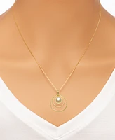 Cultured Freshwater Pearl (8mm) Double Loop 18" Pendant Necklace in 18k Gold-Plated Sterling Silver